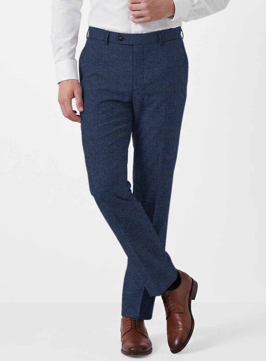 Italian Quelo Lapis Blue Twill Flannel Pants - StudioSuits