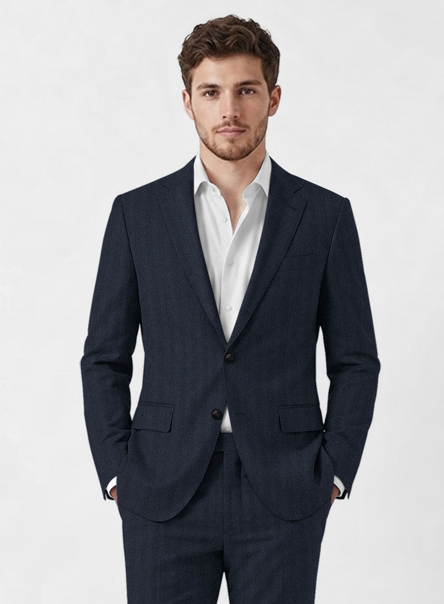 Italian Royal Blue Herringbone Flannel Suit - StudioSuits