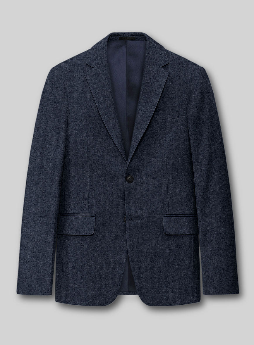 Italian Royal Blue Herringbone Flannel Suit - StudioSuits
