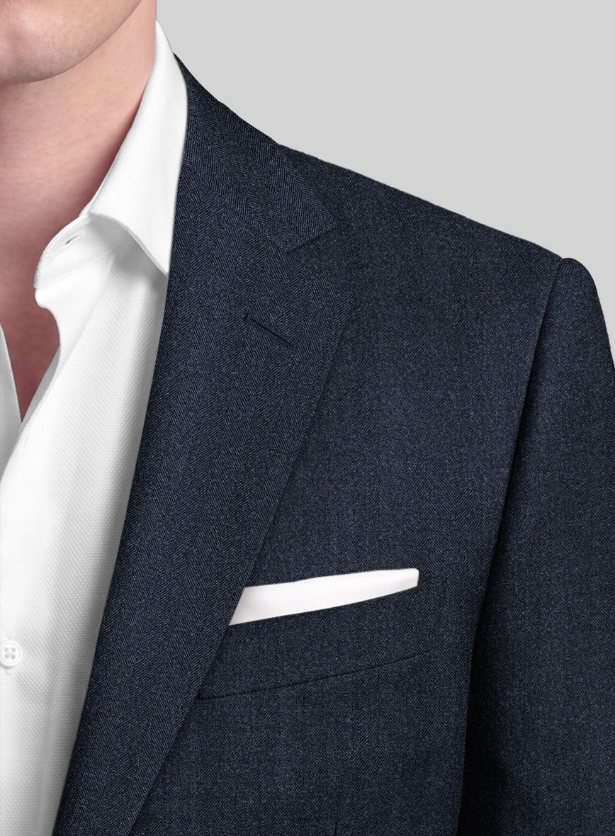 Italian Royal Blue Herringbone Flannel Suit - StudioSuits