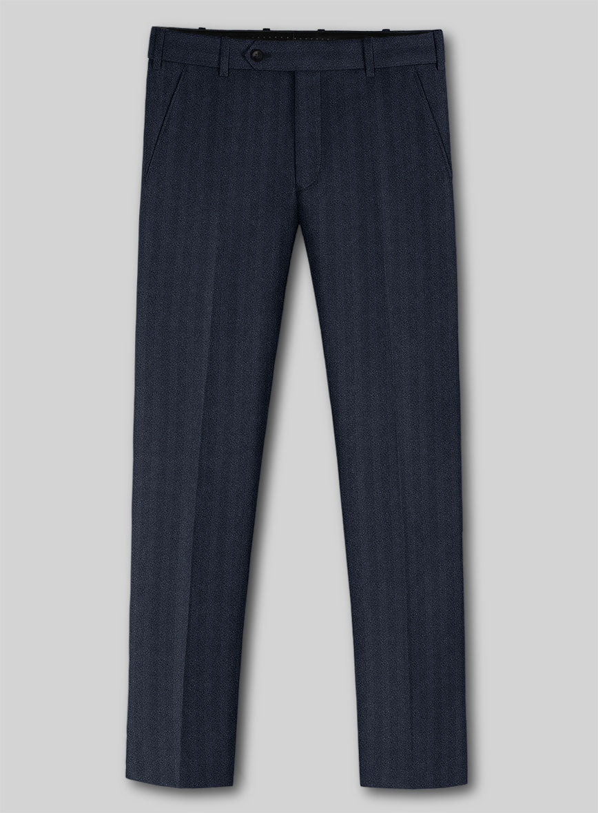 Italian Royal Blue Herringbone Flannel Suit - StudioSuits