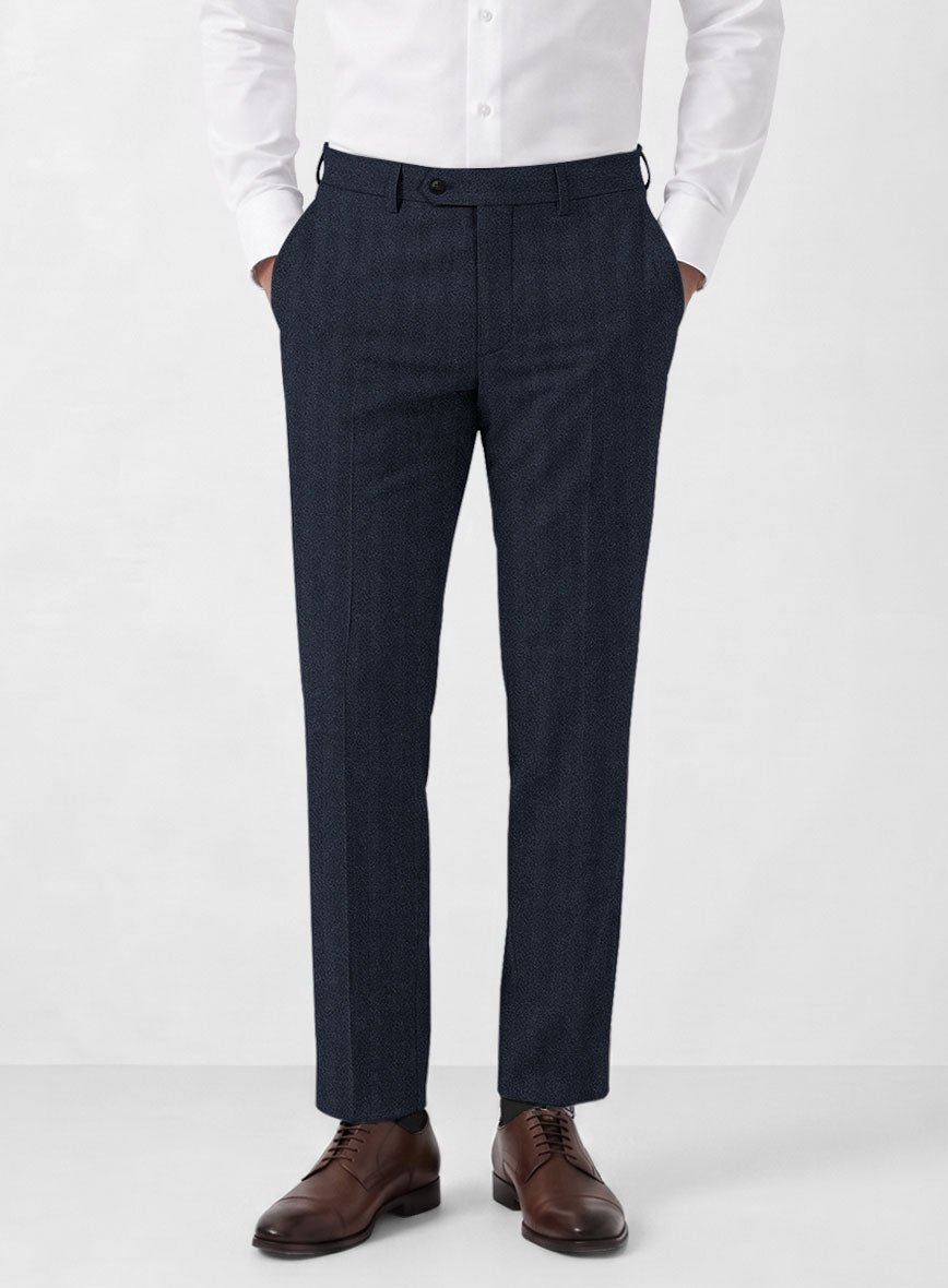 Italian Royal Blue Herringbone Flannel Suit - StudioSuits