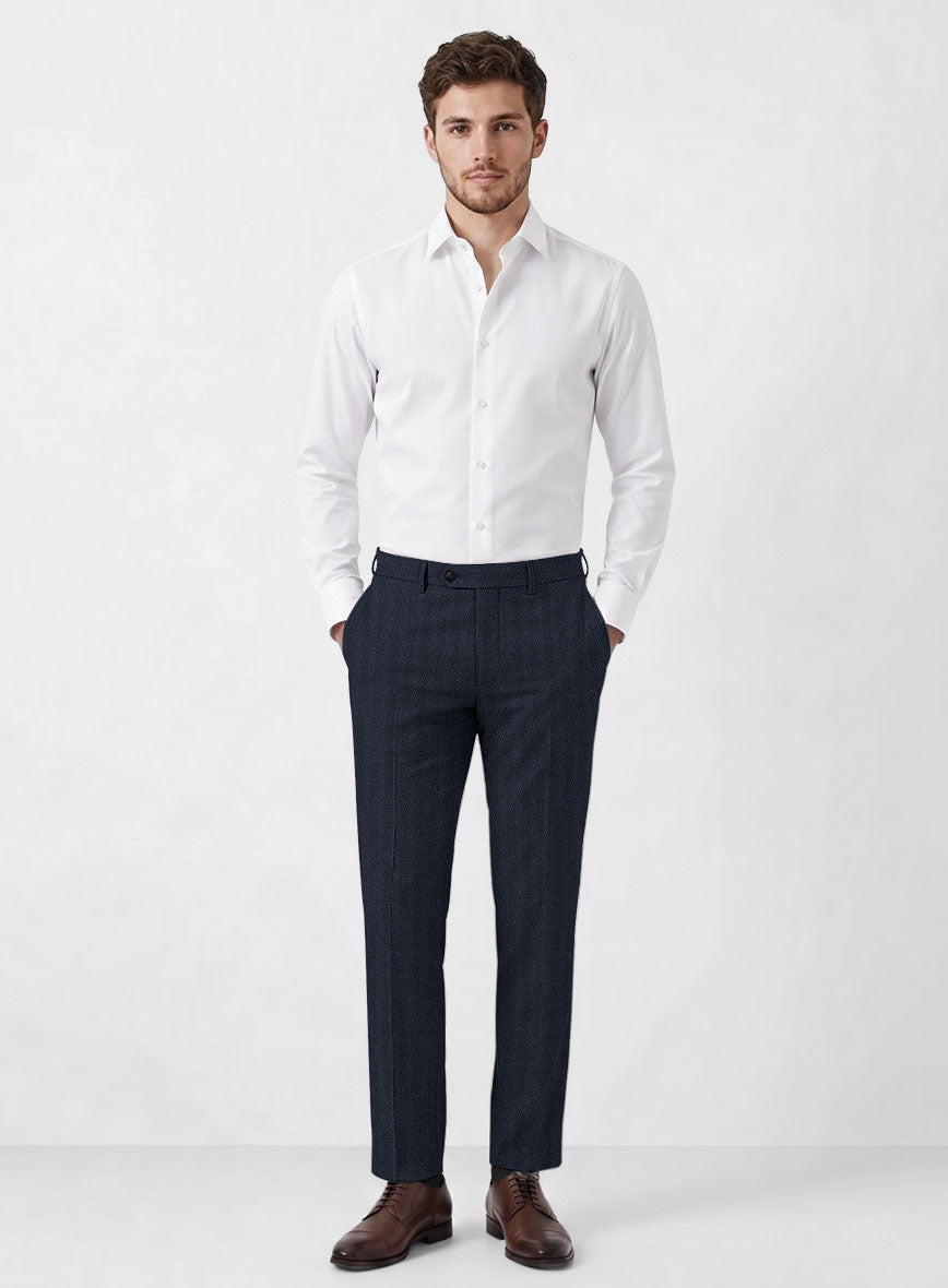 Italian Royal Blue Herringbone Flannel Suit - StudioSuits