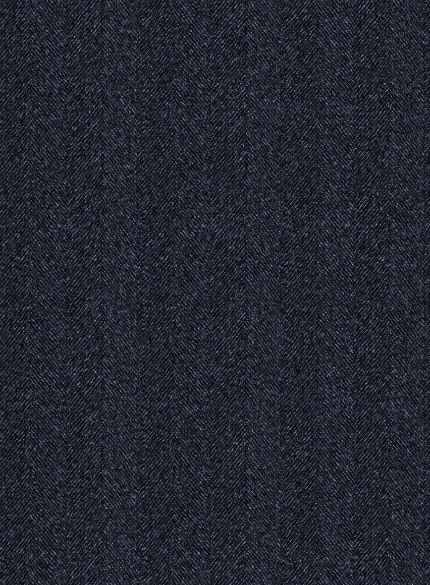 Italian Royal Blue Herringbone Flannel Suit - StudioSuits