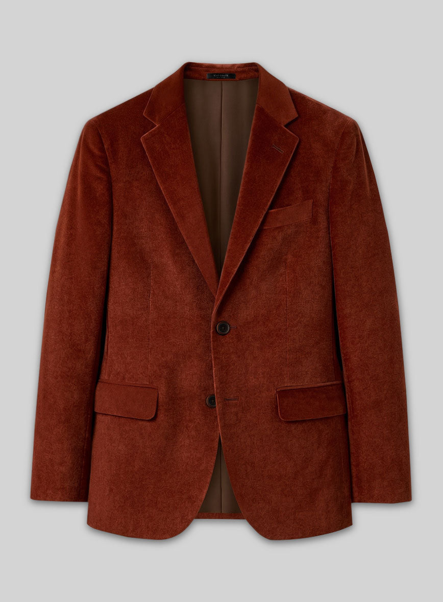 Italian Rust Velvet Touch Jacket - StudioSuits
