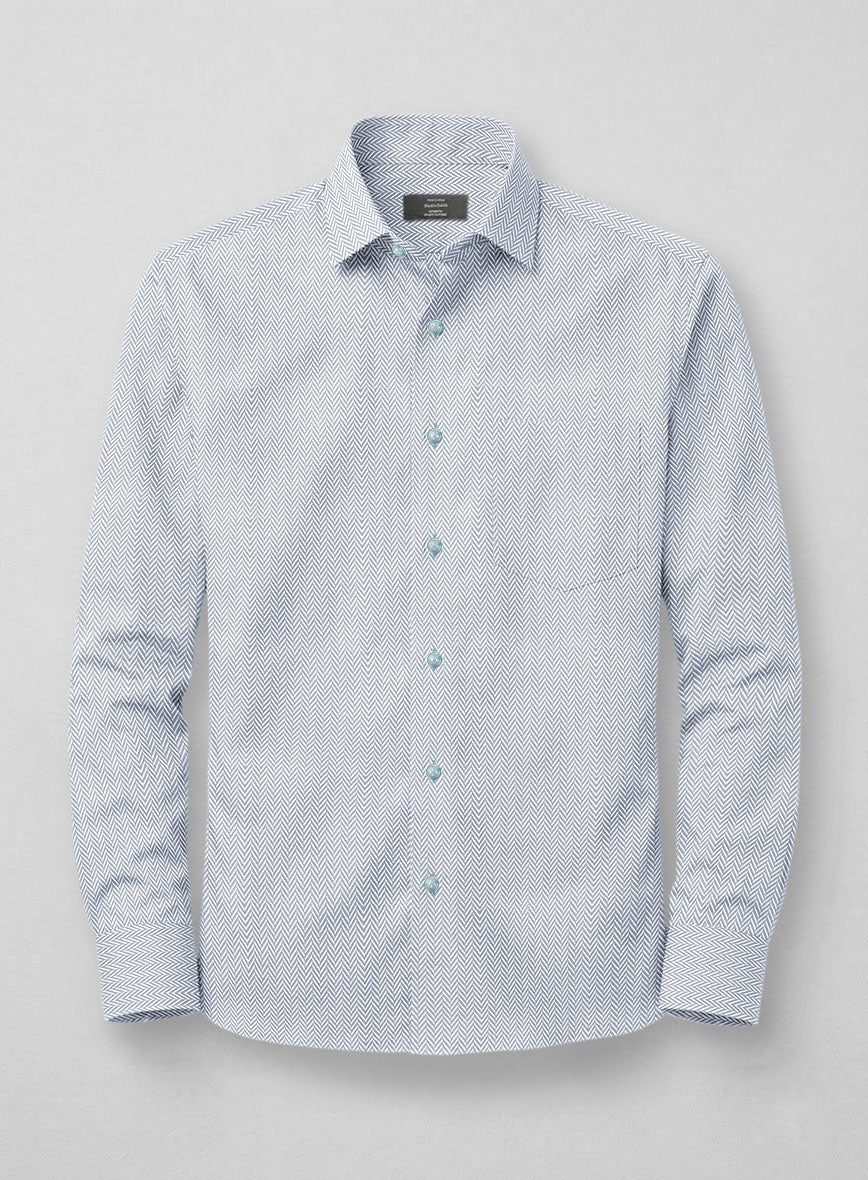 Italian Sky Blue Herringbone Shirt - StudioSuits