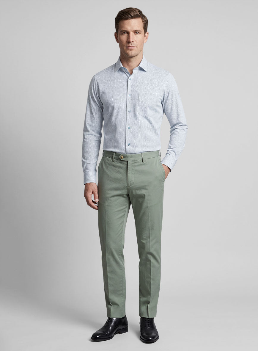 Italian Sky Blue Herringbone Shirt - StudioSuits