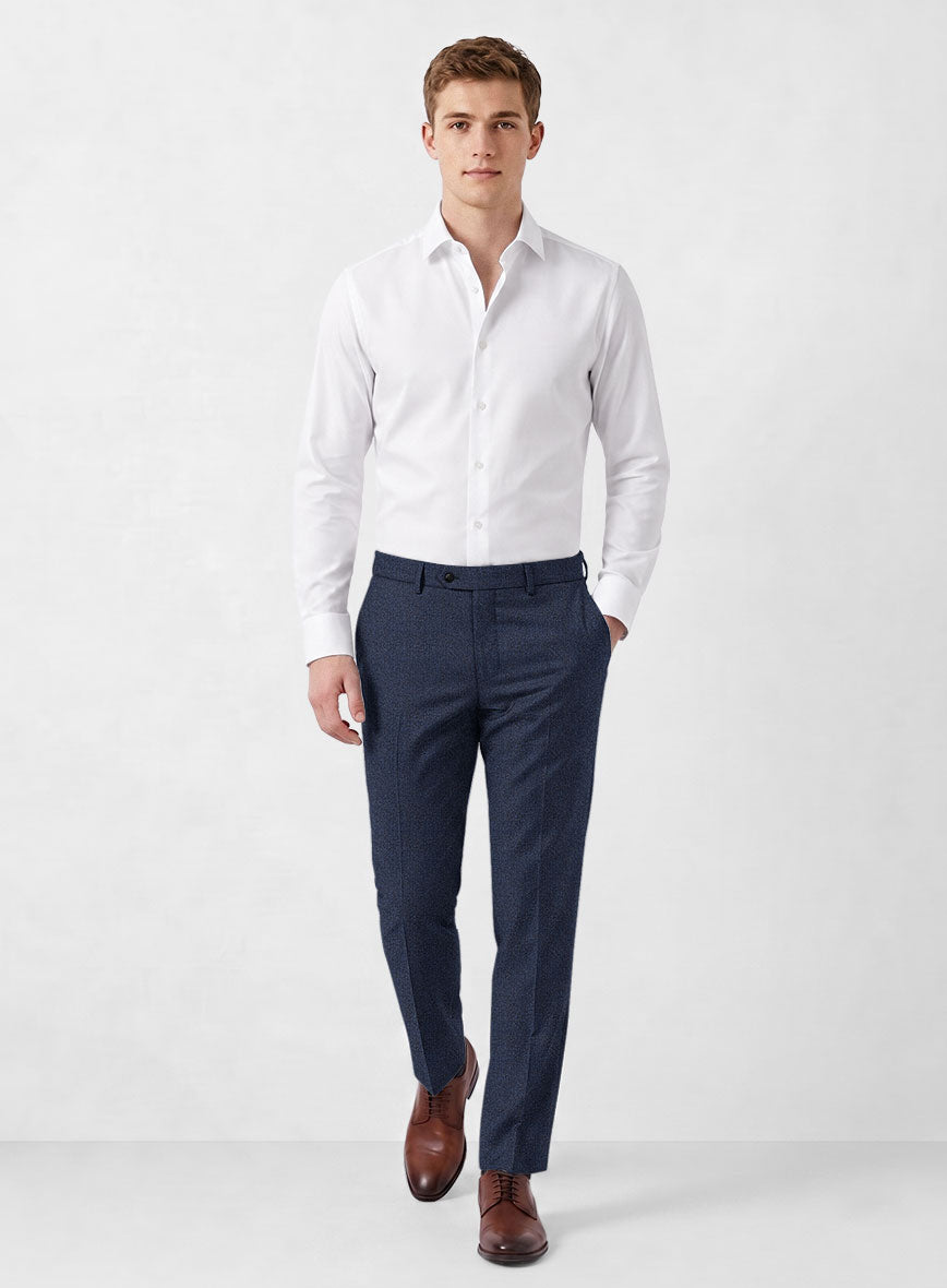 Italian Tavi Blue Nailhead Flannel Pants - StudioSuits