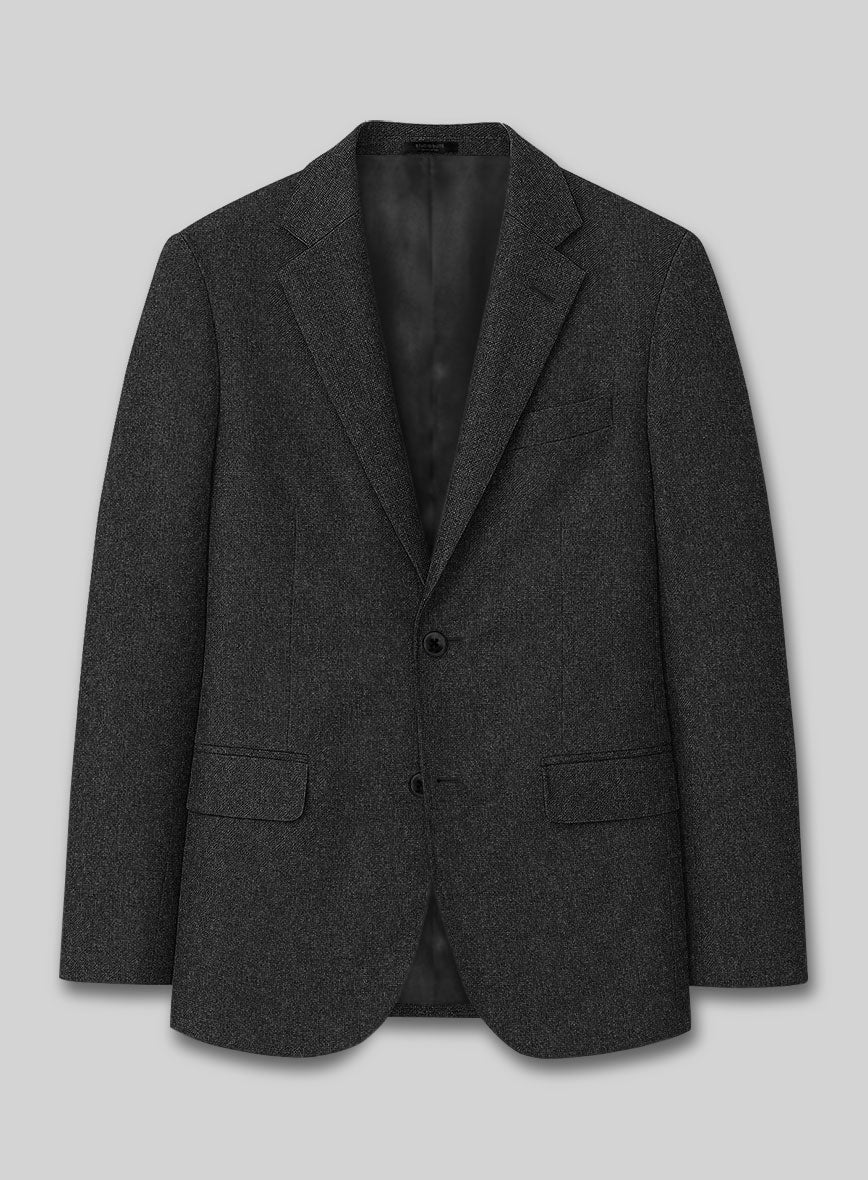 Italian Tavi Dark Gray Nailhead Flannel Jacket - StudioSuits