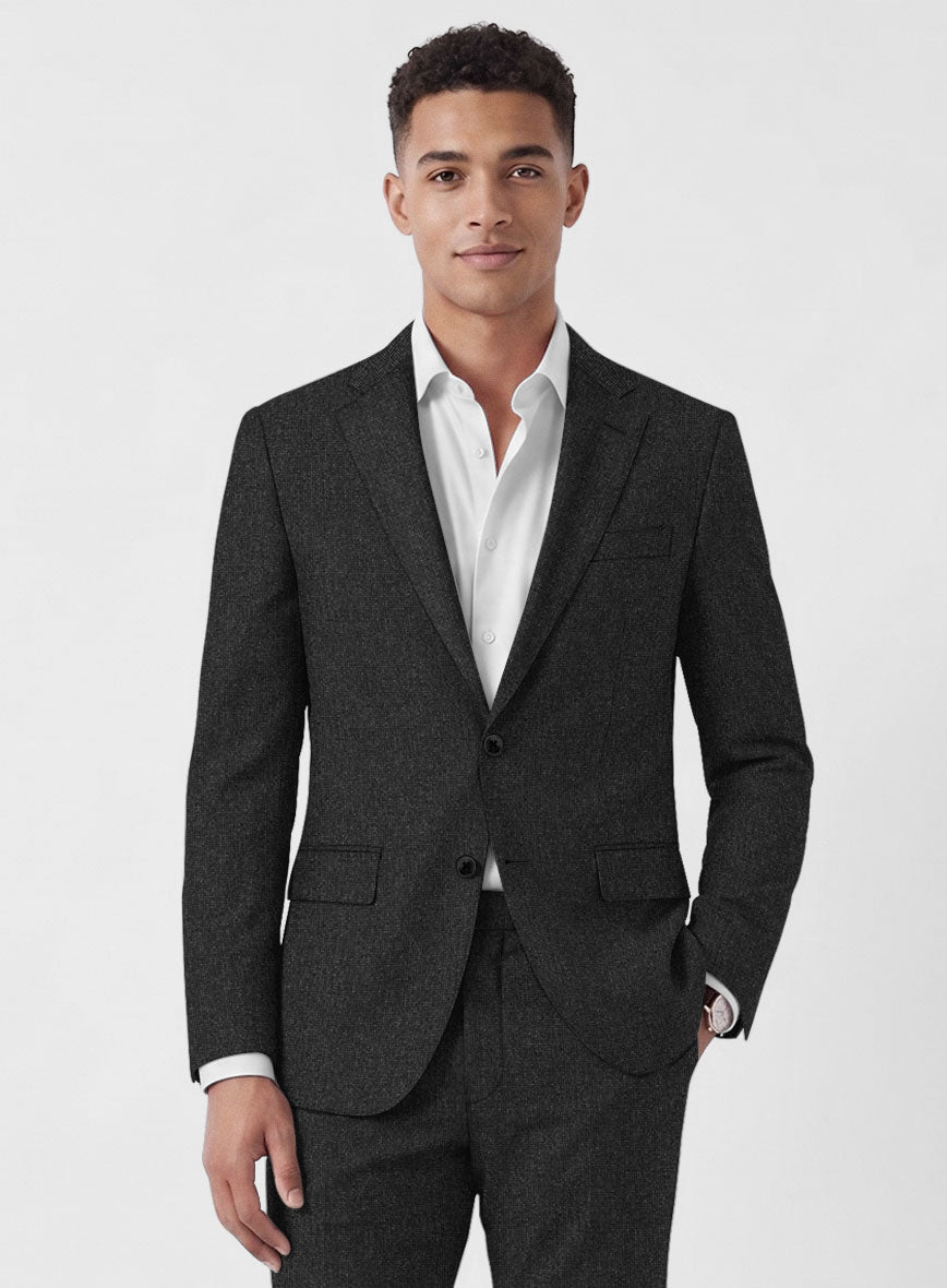 Italian Tavi Dark Gray Nailhead Flannel Jacket - StudioSuits