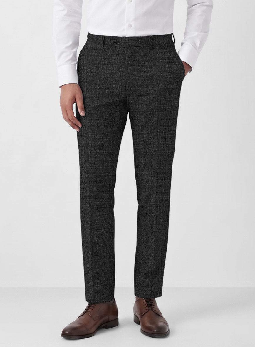 Italian Tavi Dark Gray Nailhead Flannel Pants - StudioSuits