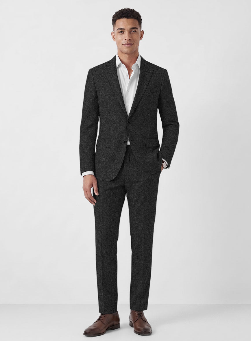 Italian Tavi Dark Gray Nailhead Flannel Suit - StudioSuits