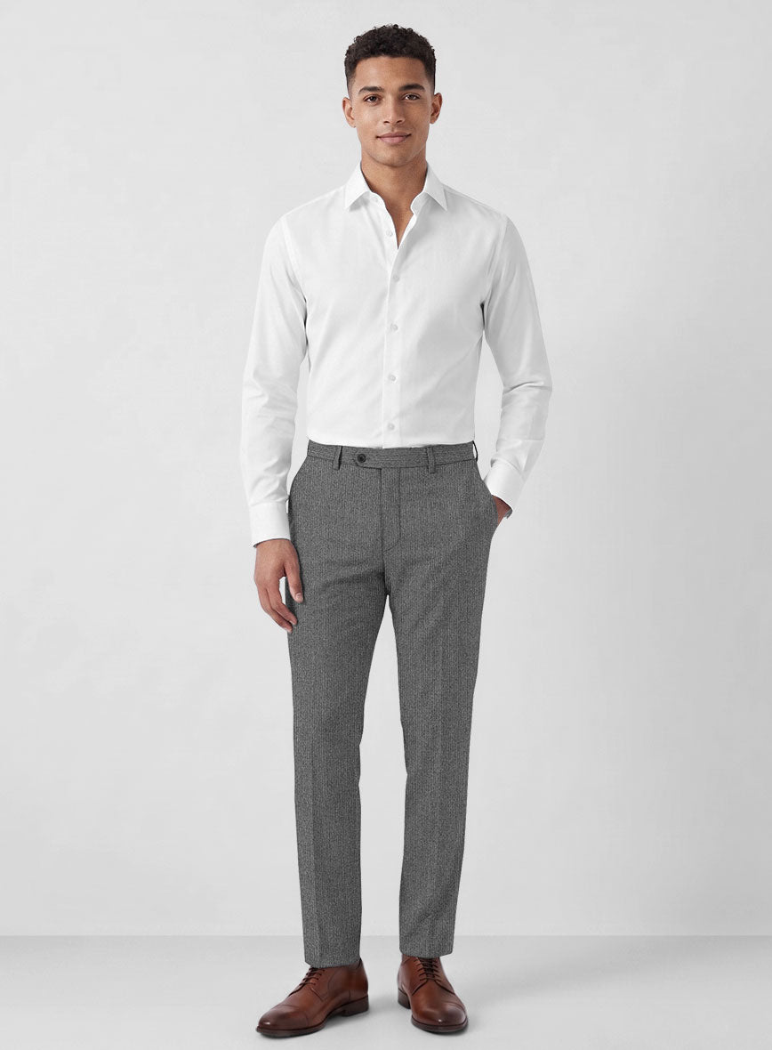 Italian Tiga Gray Mini Pinstripe Flannel Pants - StudioSuits