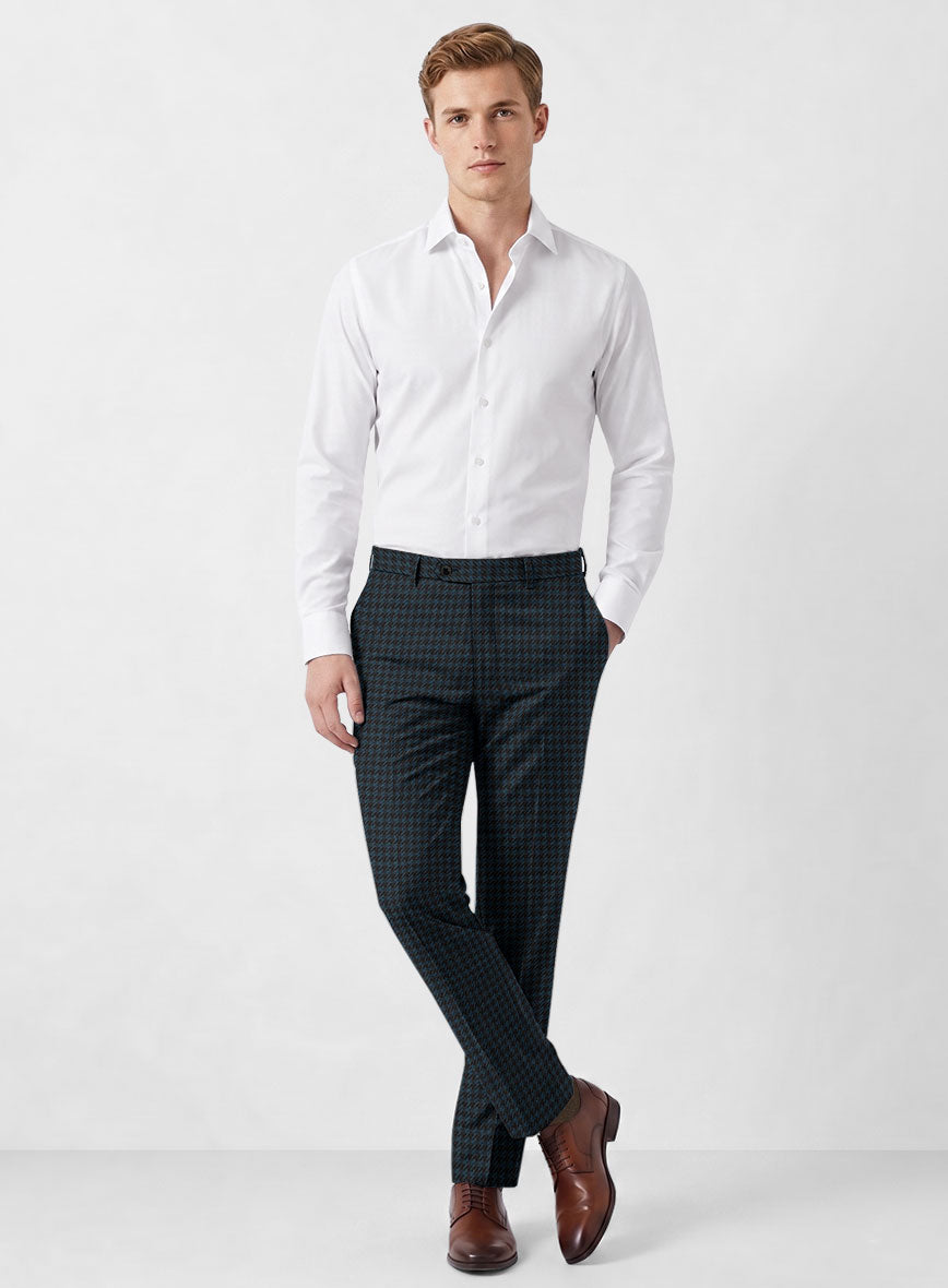Italian Timas Teal Blue Houndstooth Flannel Suit - StudioSuits