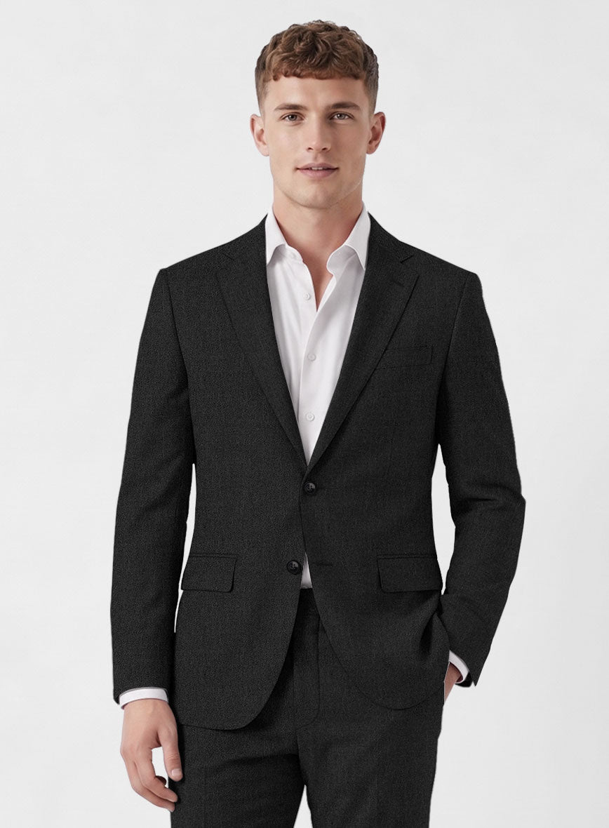 Italian Turna Black Flannel Jacket - StudioSuits