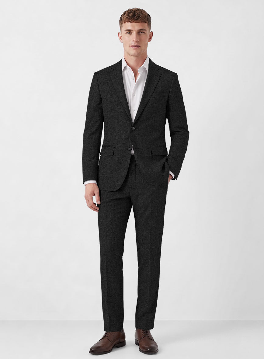 Italian Turna Black Flannel Suit - StudioSuits