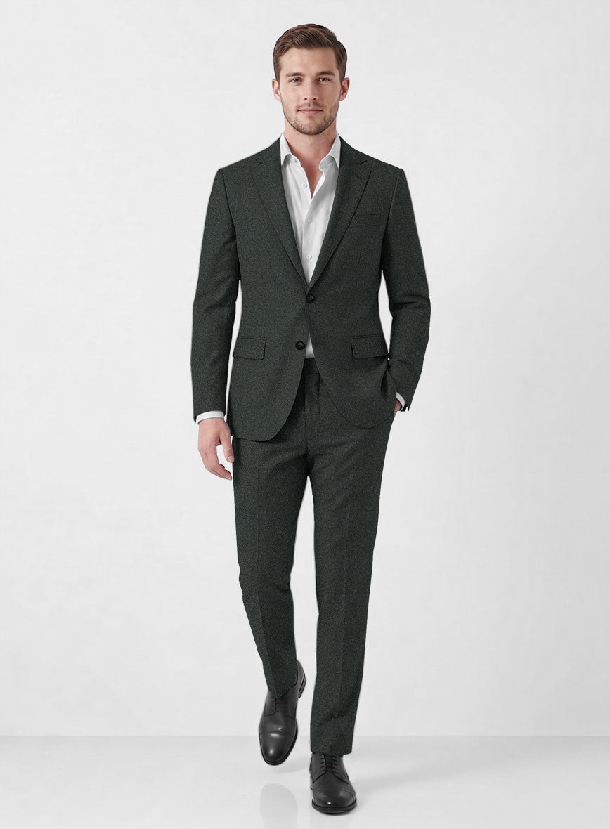 Italian Turna Dark Green Flannel Suit - StudioSuits