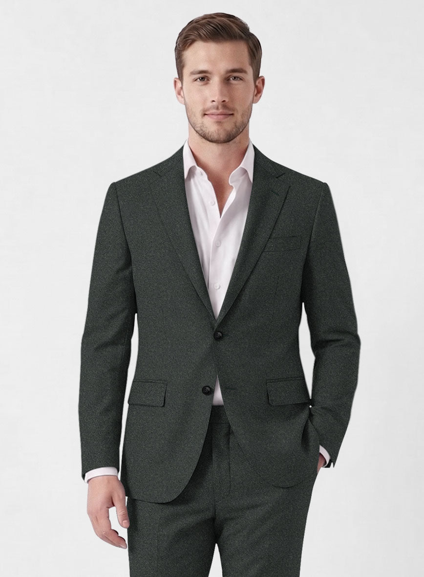 Italian Turna Dark Green Flannel Suit - StudioSuits