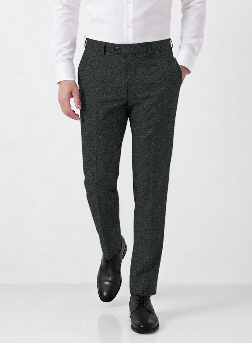 Italian Turna Dark Green Flannel Pants - StudioSuits