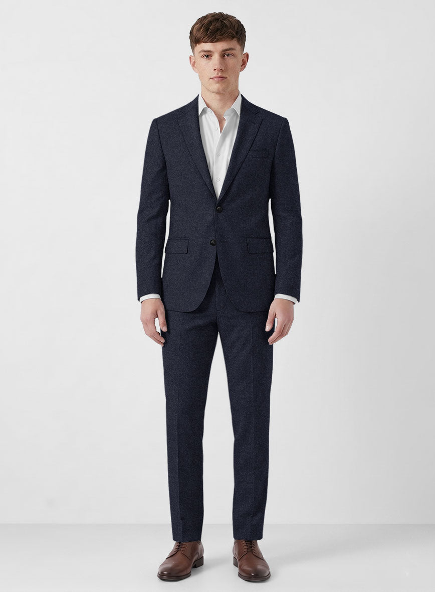 Italian Turna Dark Navy Flannel Suit - StudioSuits