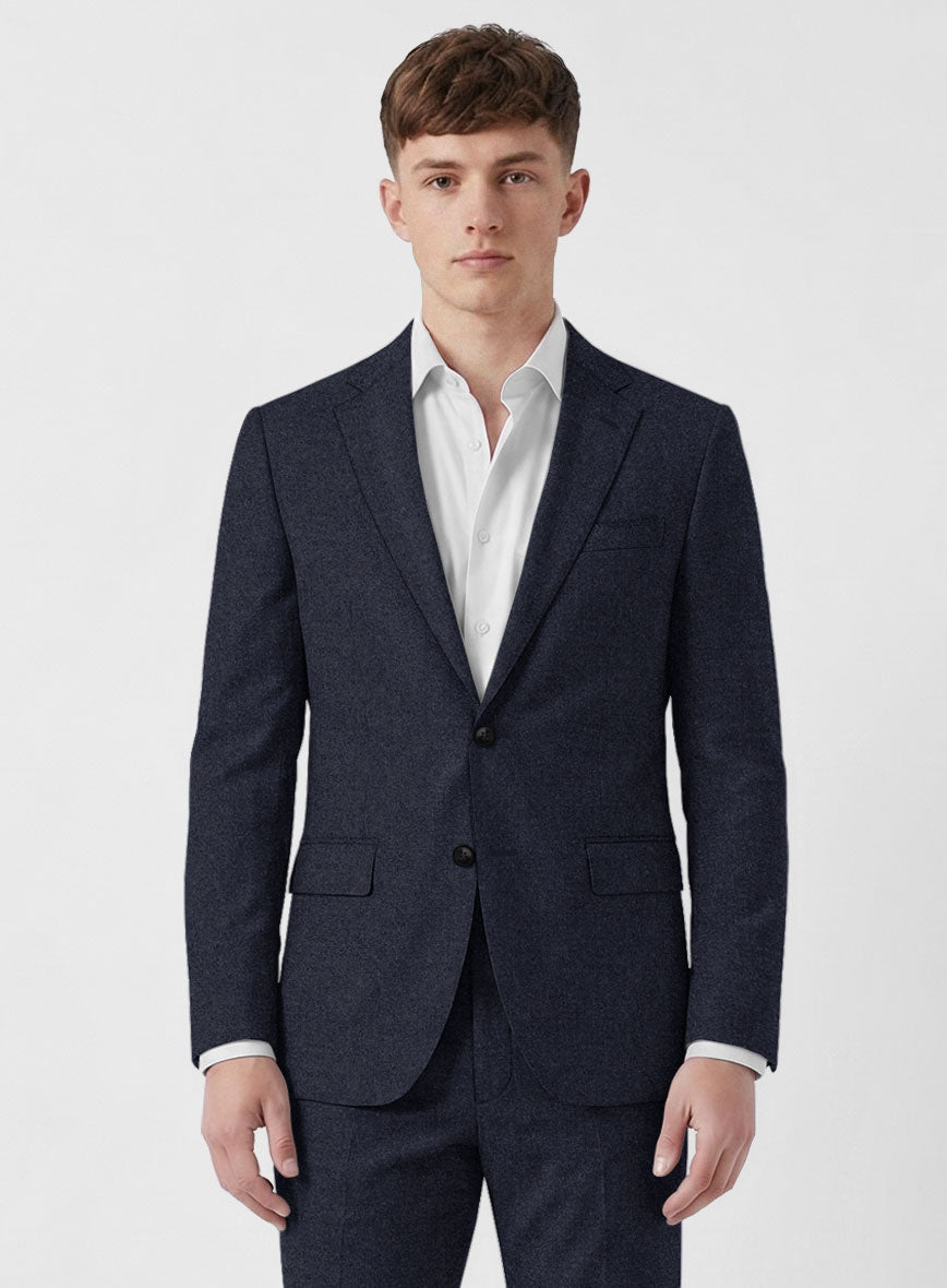 Italian Turna Dark Navy Flannel Suit - StudioSuits