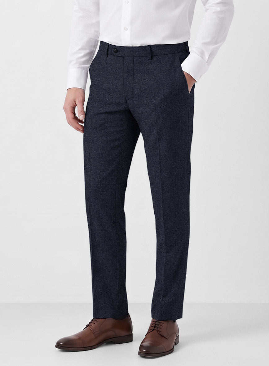 Italian Turna Dark Navy Flannel Suit - StudioSuits