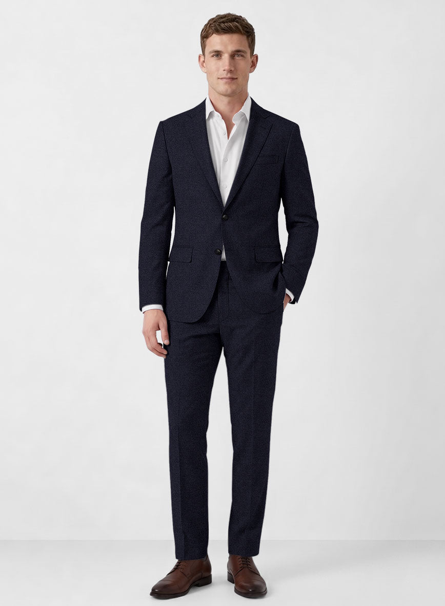 Italian Turna Jet Blue Flannel Suit - StudioSuits