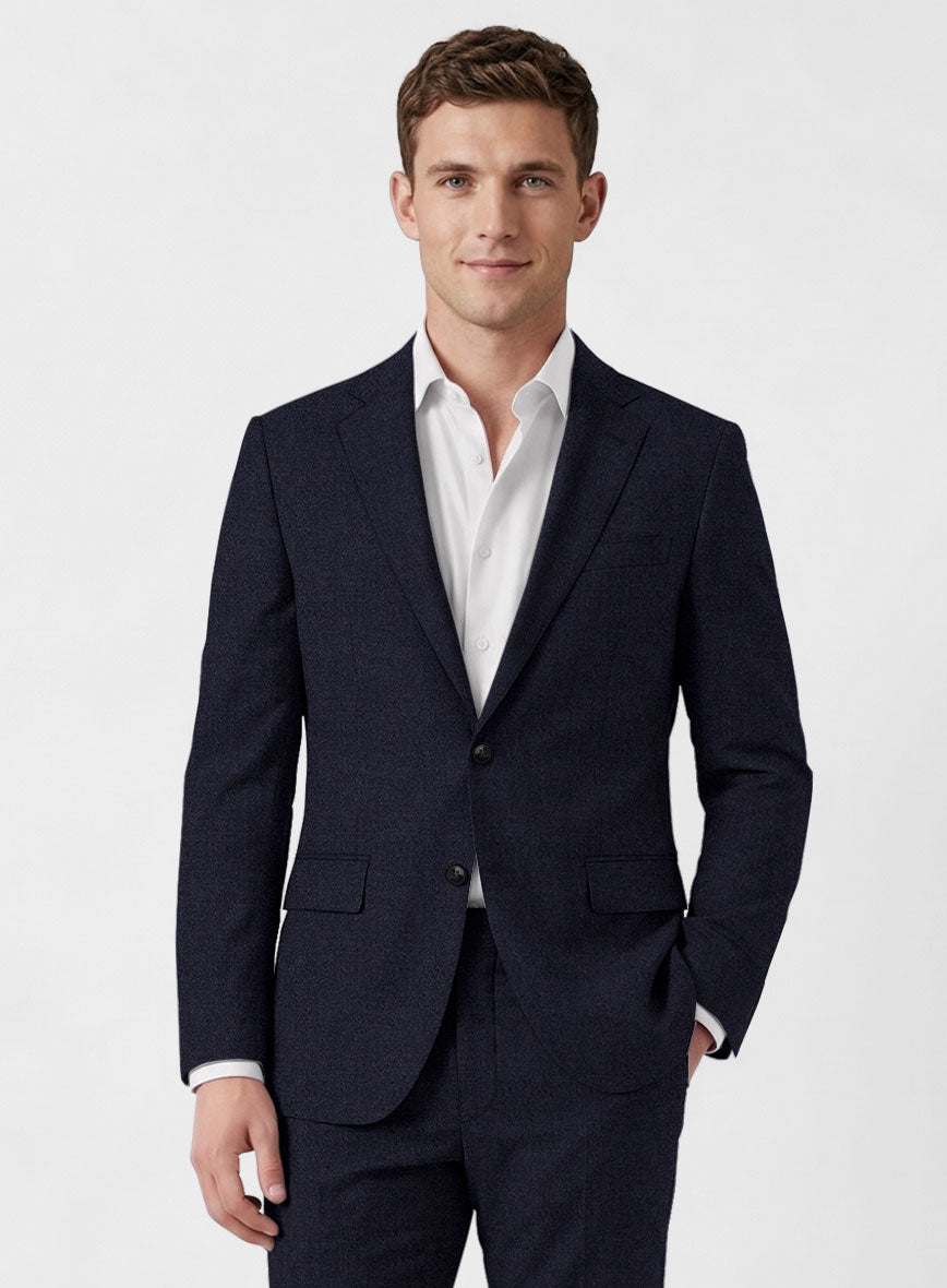 Italian Turna Jet Blue Flannel Suit - StudioSuits