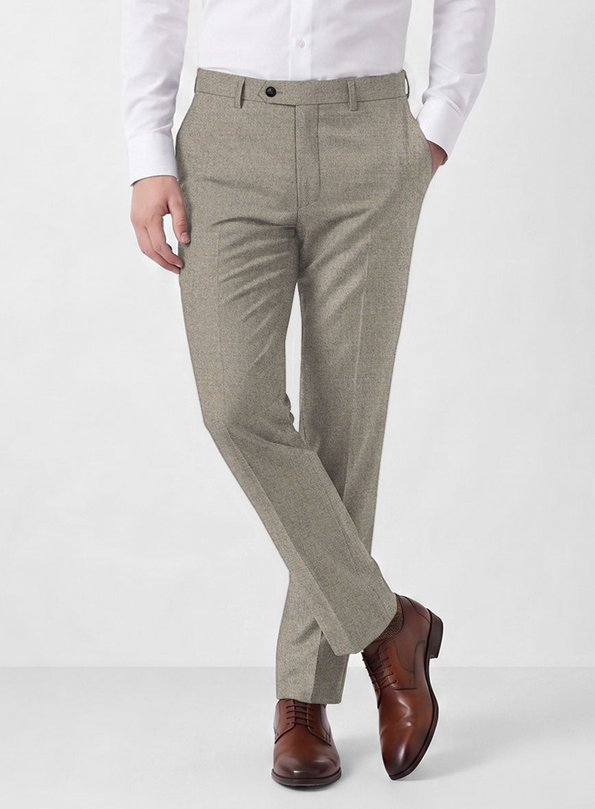 Italian Turna Light Brown Flannel Pants - StudioSuits