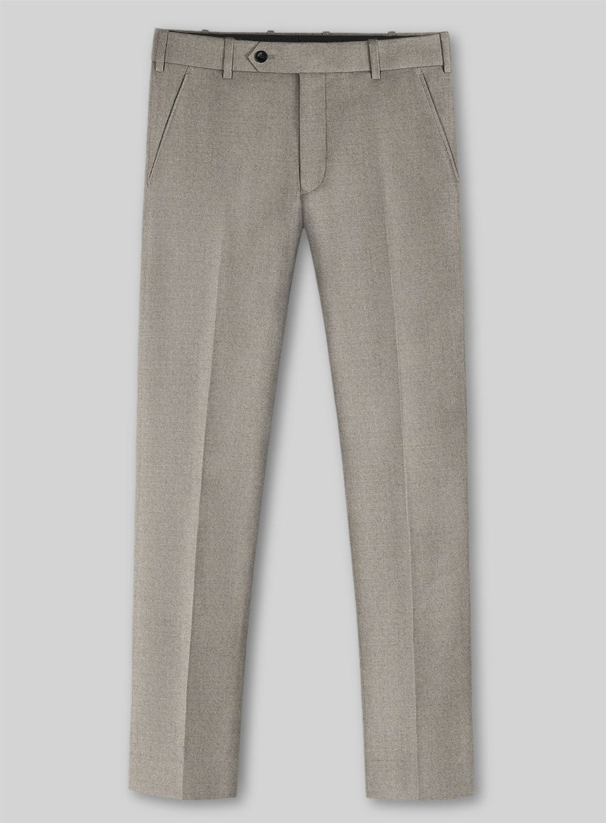 Italian Turna Light Brown Flannel Pants - StudioSuits