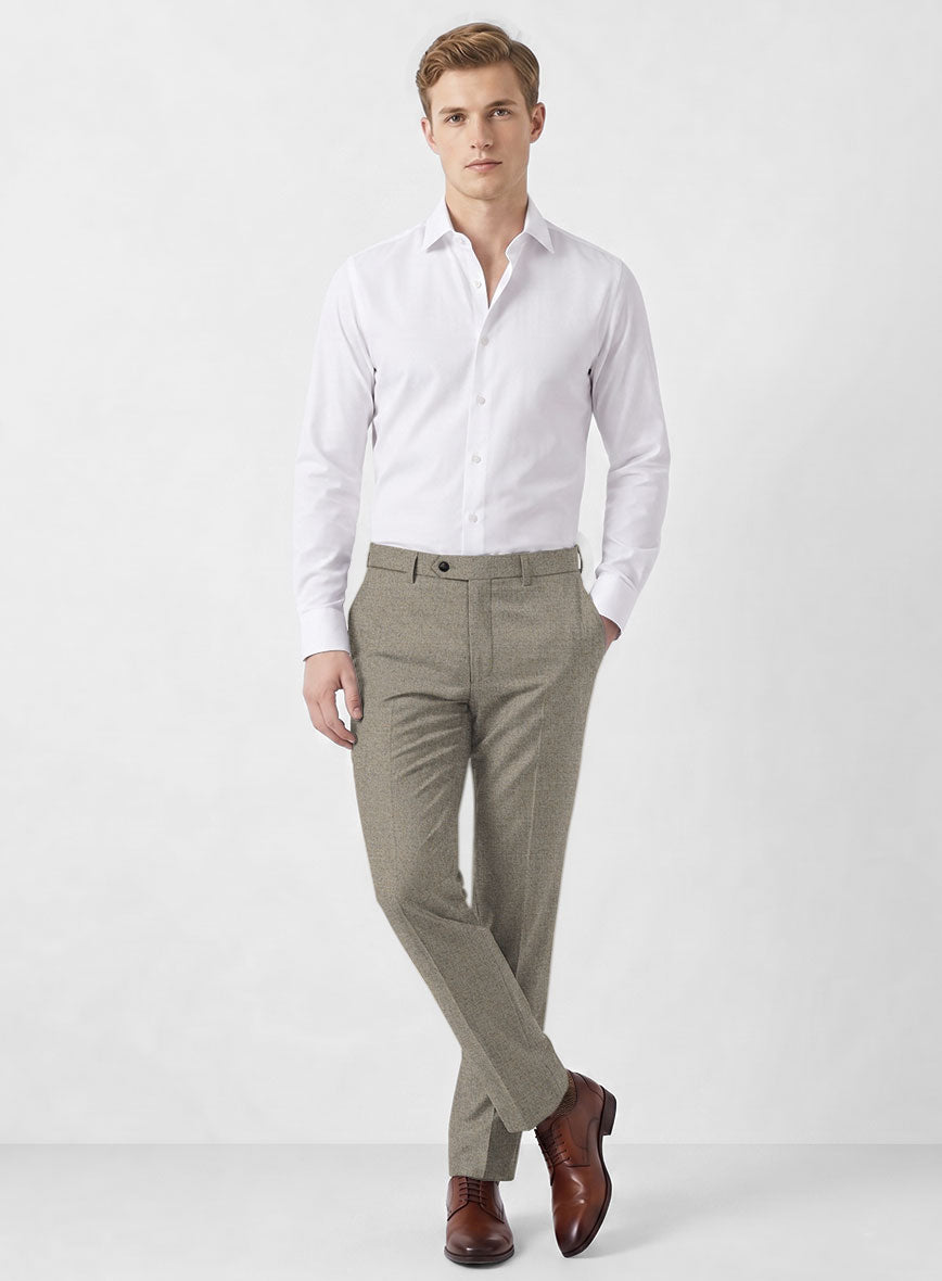 Italian Turna Light Brown Flannel Pants - StudioSuits