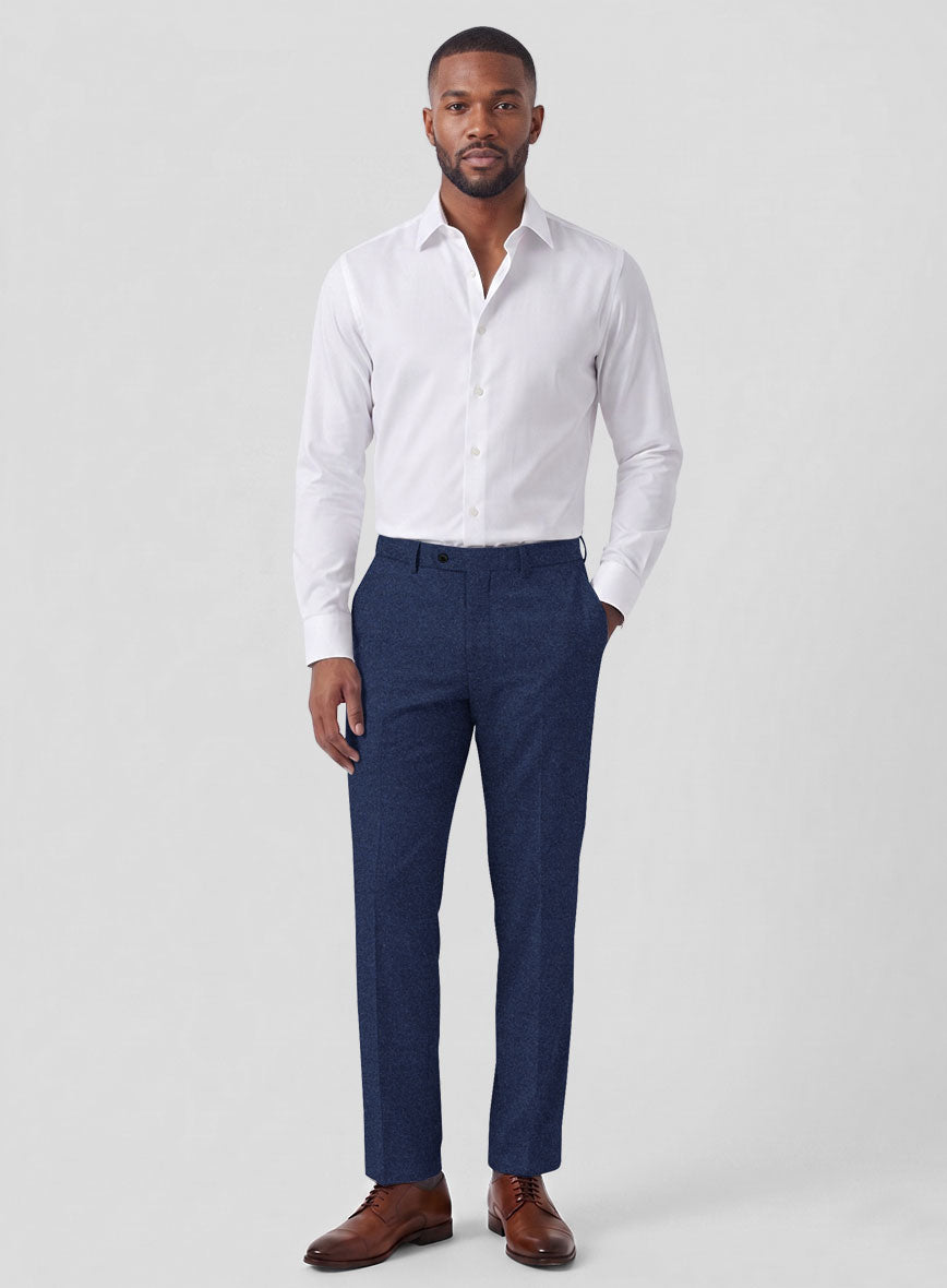 Italian Turna Persian Blue Flannel Pants - StudioSuits