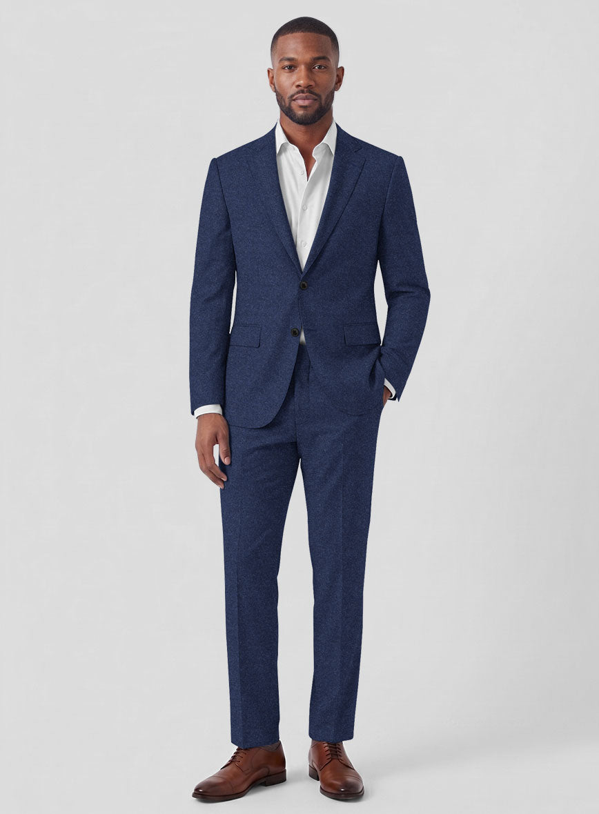 Italian Turna Persian Blue Flannel Suit - StudioSuits