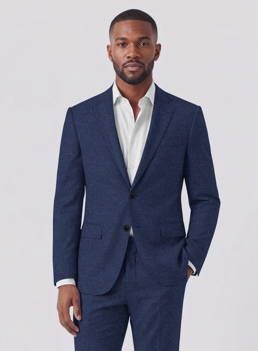 Italian Turna Persian Blue Flannel Suit - StudioSuits