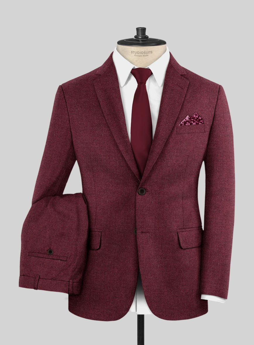Italian Turna Wine Flannel Suit - StudioSuits