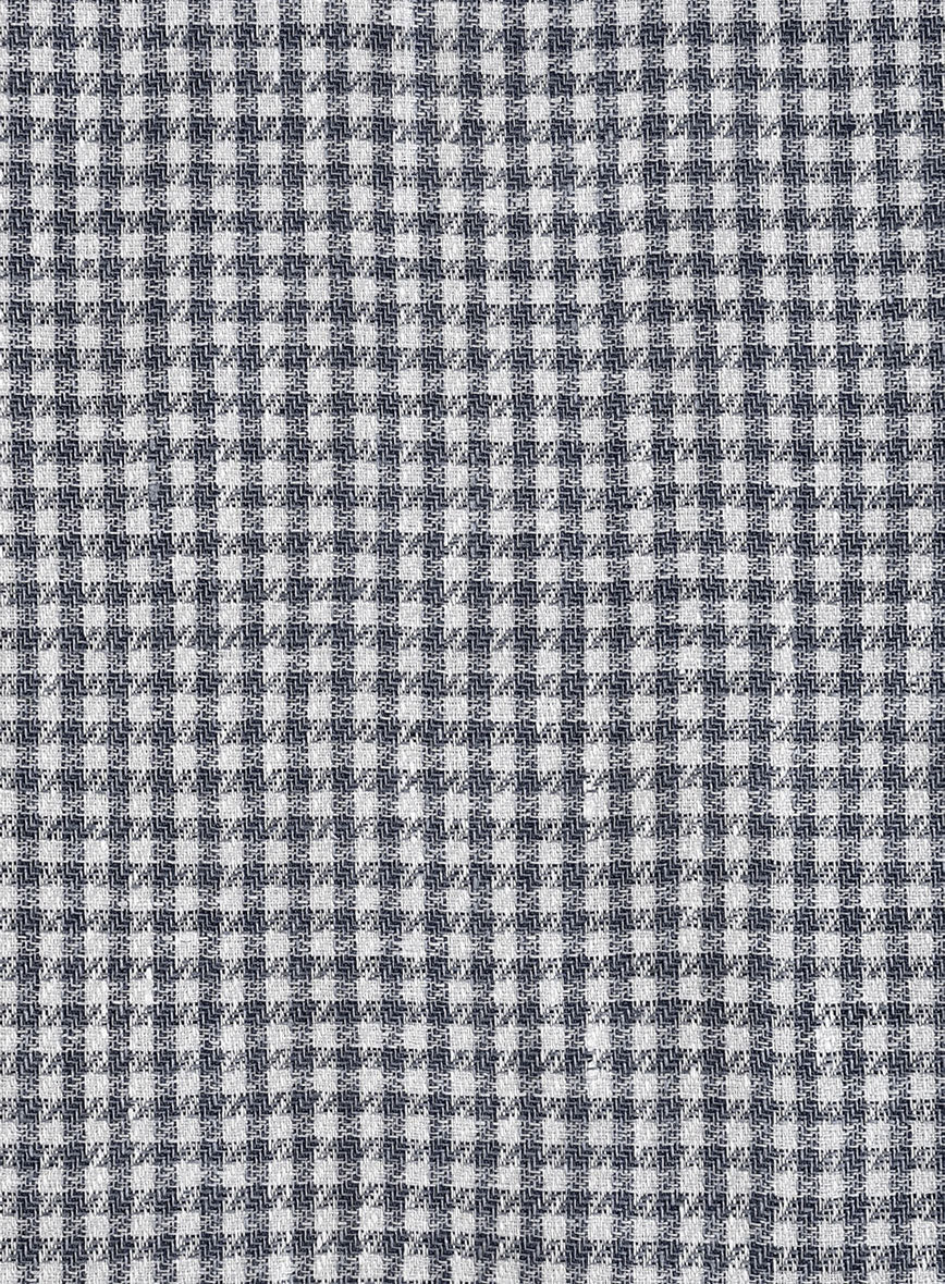 Italian Vicenza Blue Houndstooth Linen Jacket - StudioSuits
