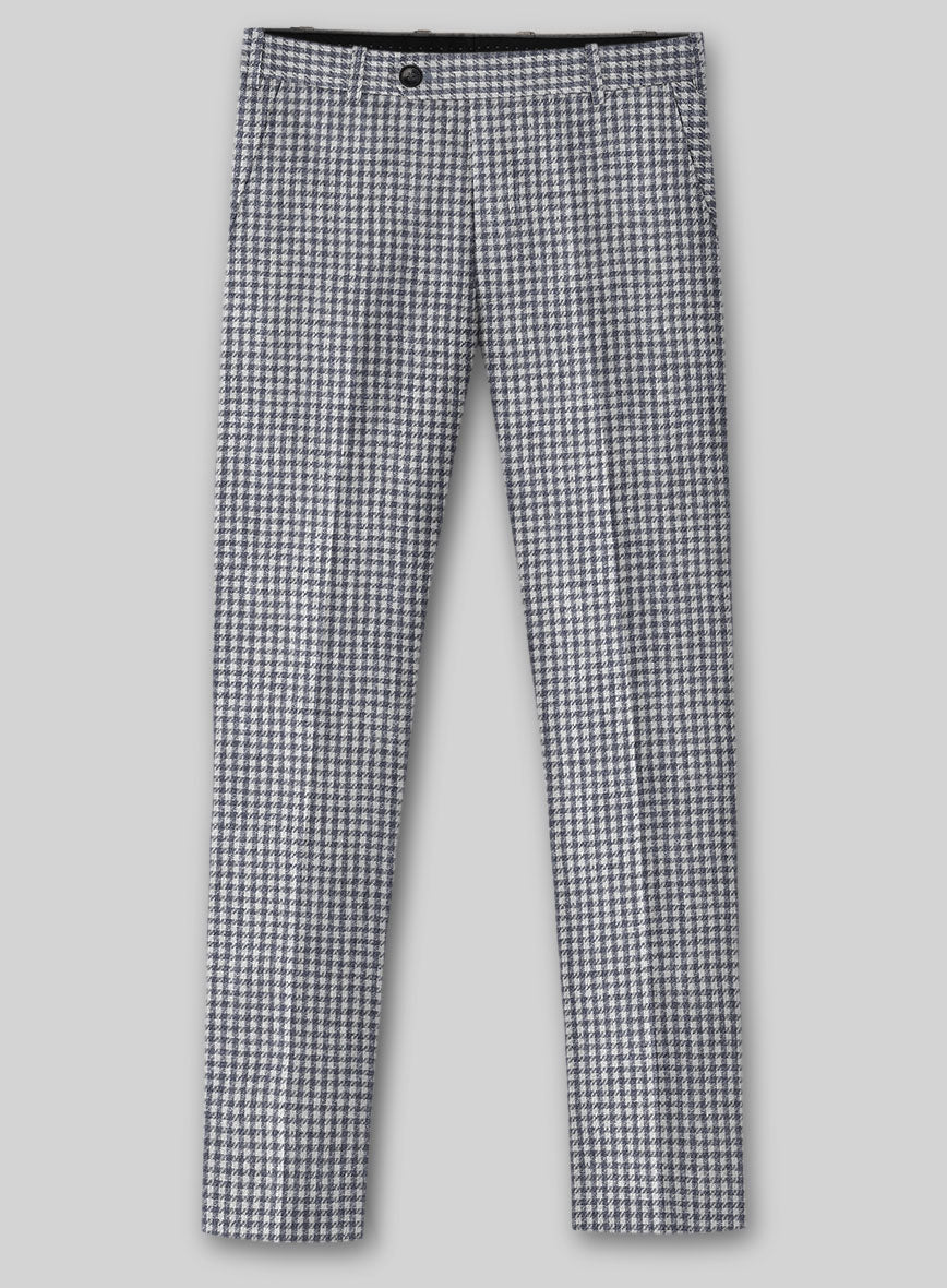 Italian Vicenza Blue Houndstooth Linen Suit - StudioSuits