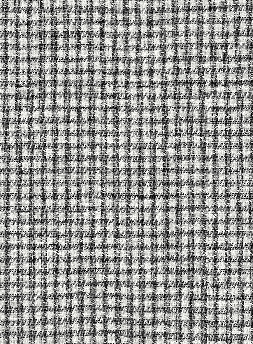 Italian Vicenza Gray Houndstooth Linen Pants - StudioSuits
