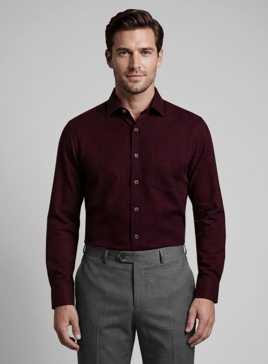 Italian Wine Wide Herringbone Shirt - StudioSuits