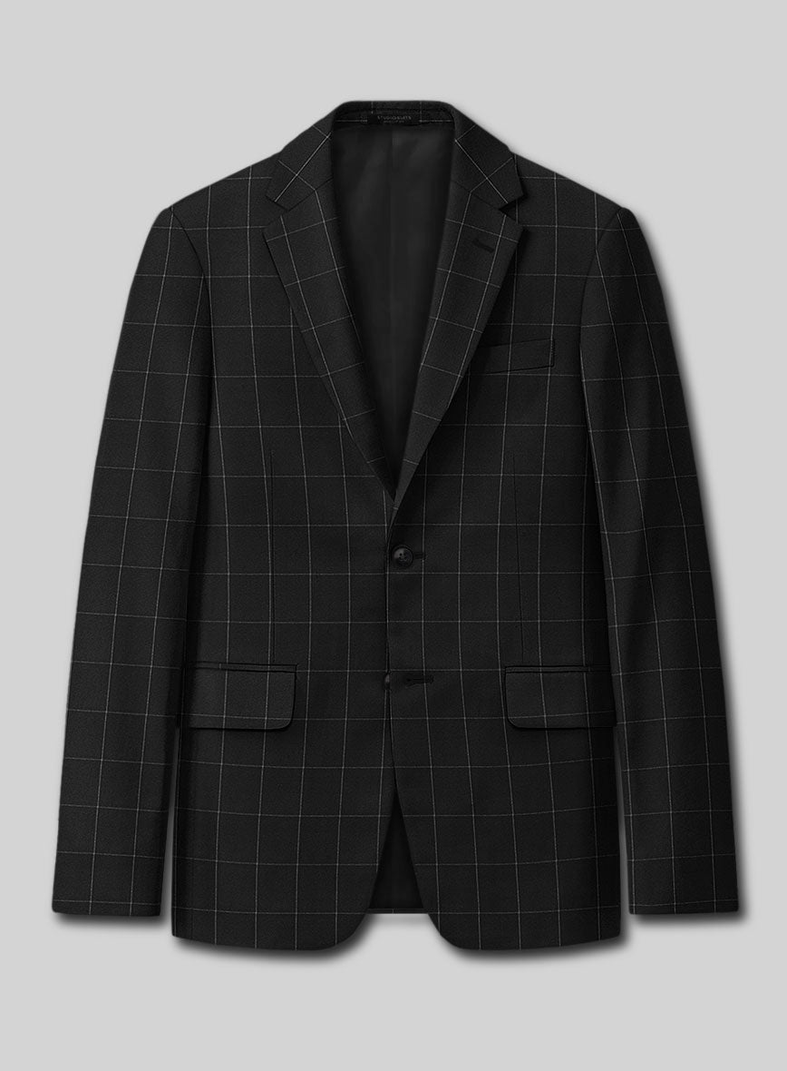 Italian Zergi Black Windowpane Flannel Jacket - StudioSuits
