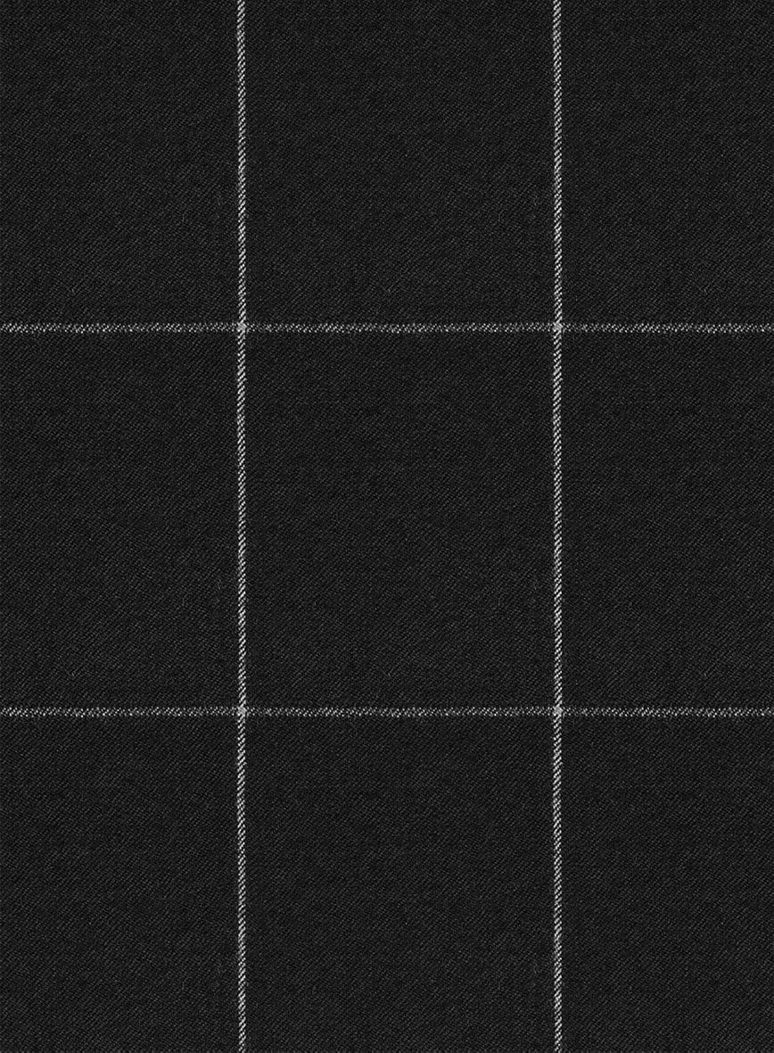 Italian Zergi Black Windowpane Flannel Suit - StudioSuits