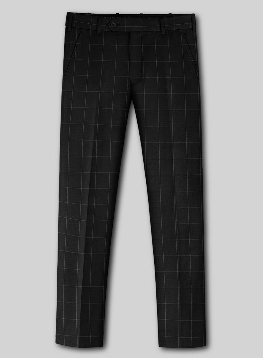 Italian Zergi Black Windowpane Flannel Suit - StudioSuits