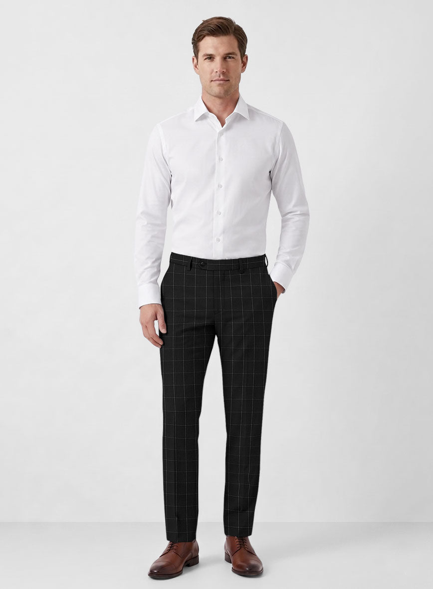 Italian Zergi Black Windowpane Flannel Suit - StudioSuits