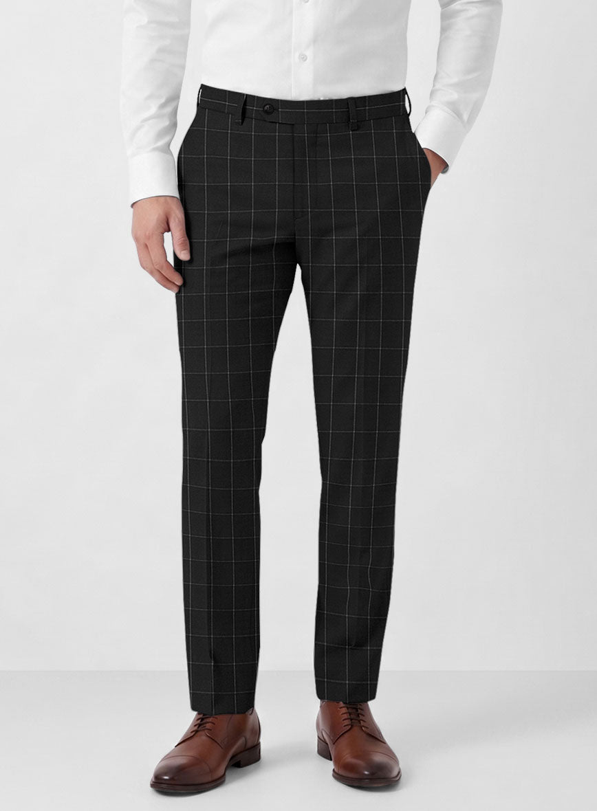 Italian Zergi Black Windowpane Flannel Suit - StudioSuits