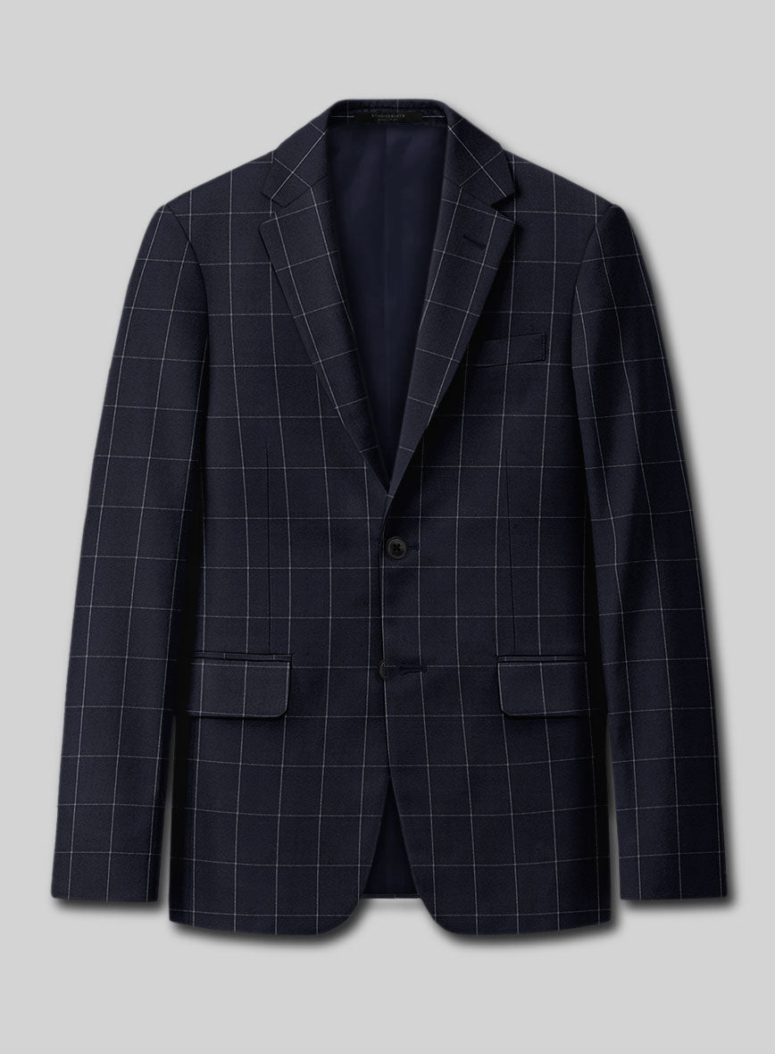 Italian Zergi Blue Windowpane Flannel Jacket - StudioSuits