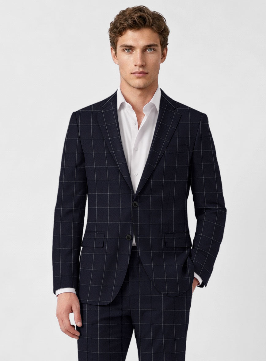 Italian Zergi Blue Windowpane Flannel Jacket - StudioSuits