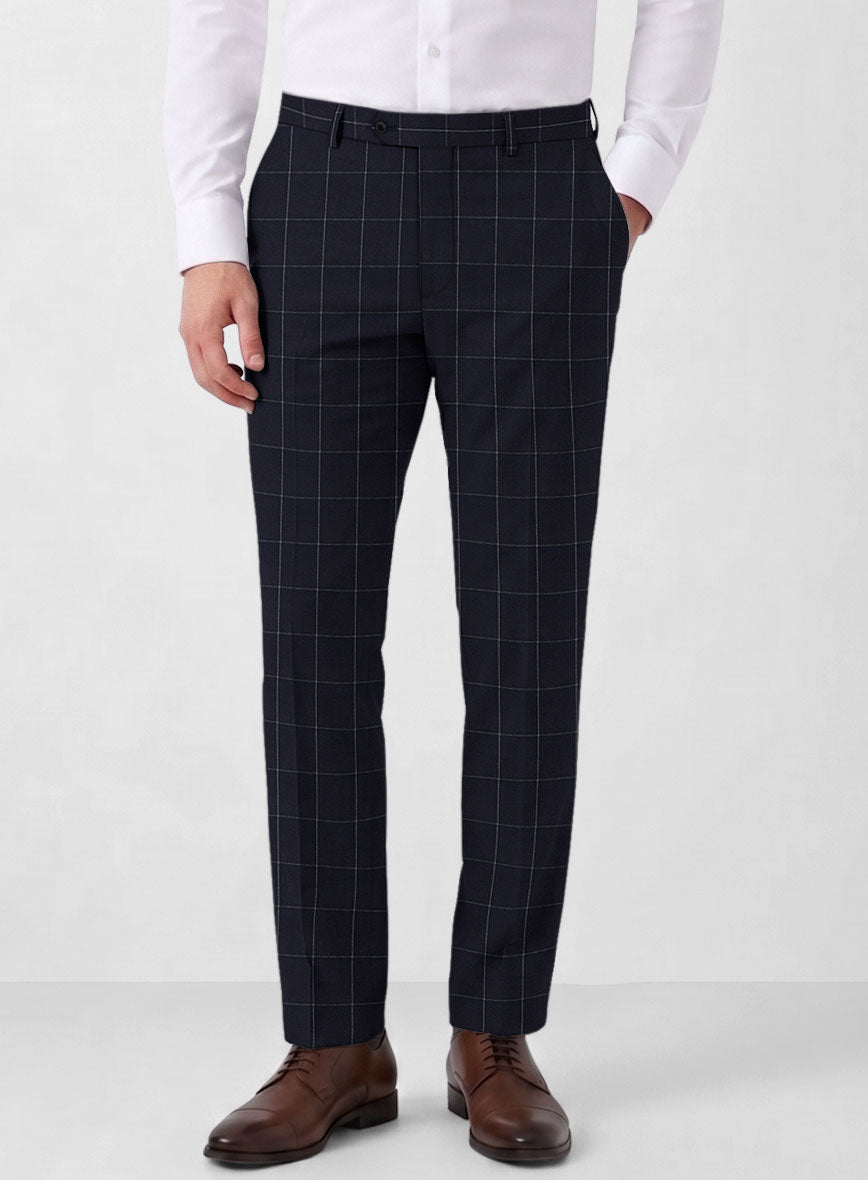 Italian Zergi Blue Windowpane Flannel Pants - StudioSuits