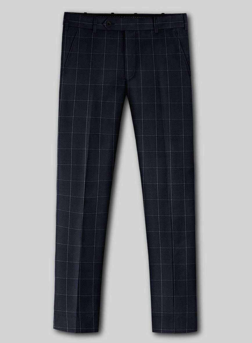 Italian Zergi Blue Windowpane Flannel Pants - StudioSuits