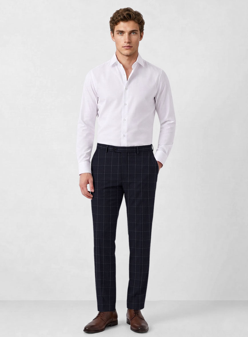 Italian Zergi Blue Windowpane Flannel Pants - StudioSuits