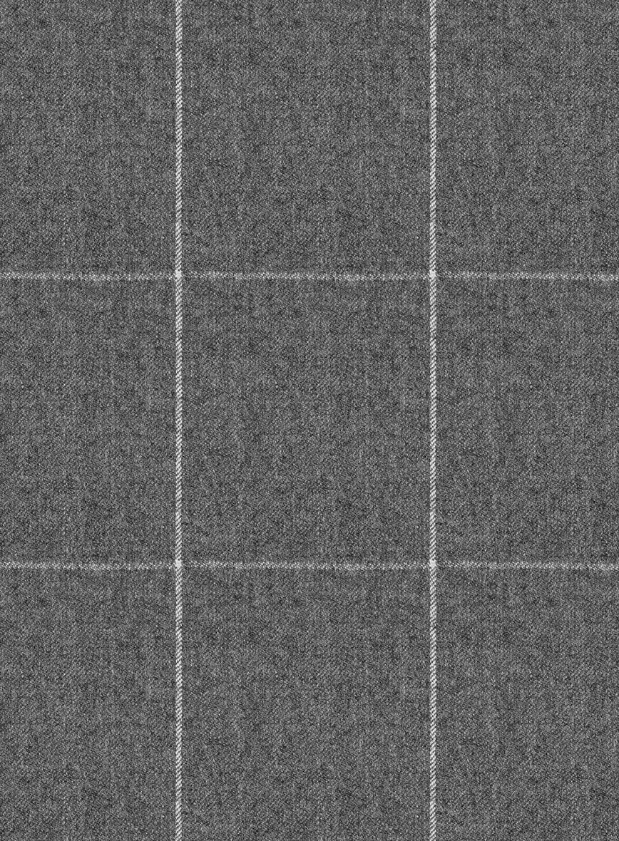 Italian Zergi Gray Windowpane Flannel Pants - StudioSuits